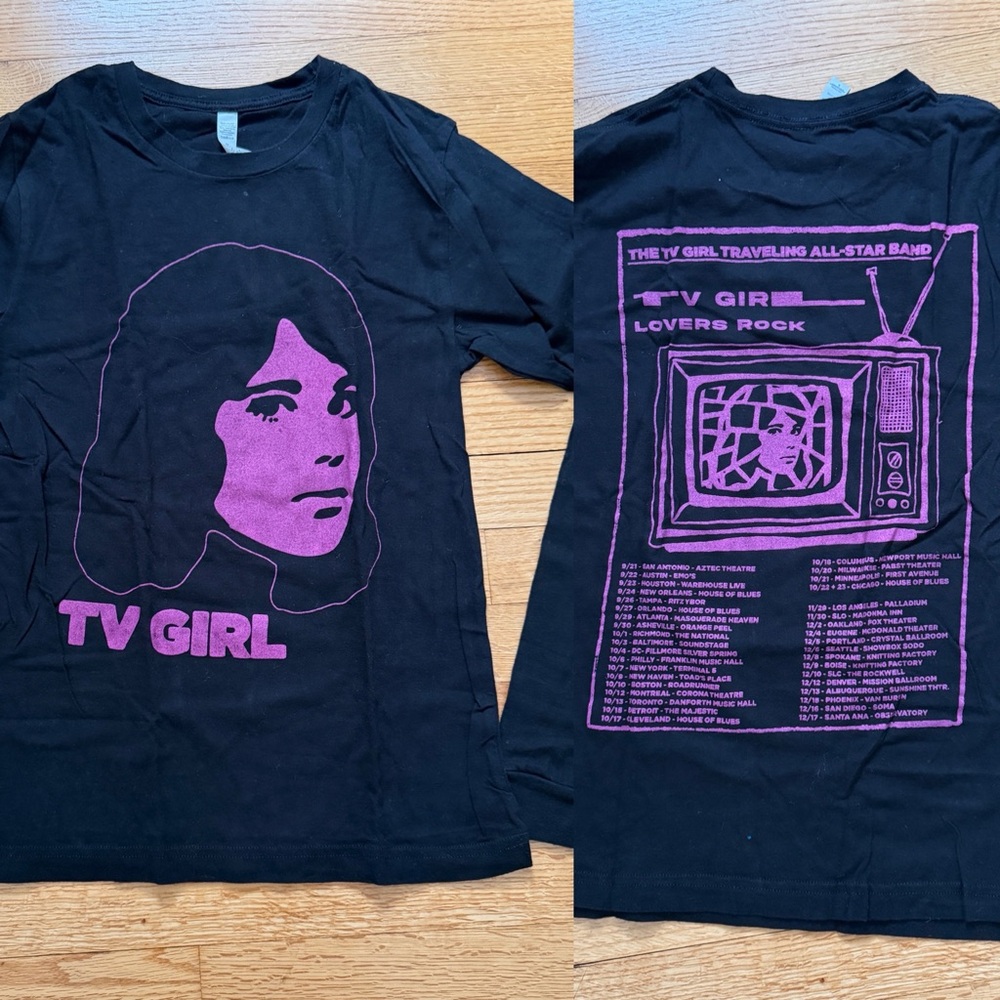 Tv Girl Los Angeles Traveling All Stars Long Sleeve pink Tshirt Small 2023